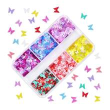 6 Grids Colorful Butterfly Sequins Nail Art Decoration Spring Butterfly Glitter Manicure Accessories Women Salong DIY Nail Parts Nails - Multicolor - View 7