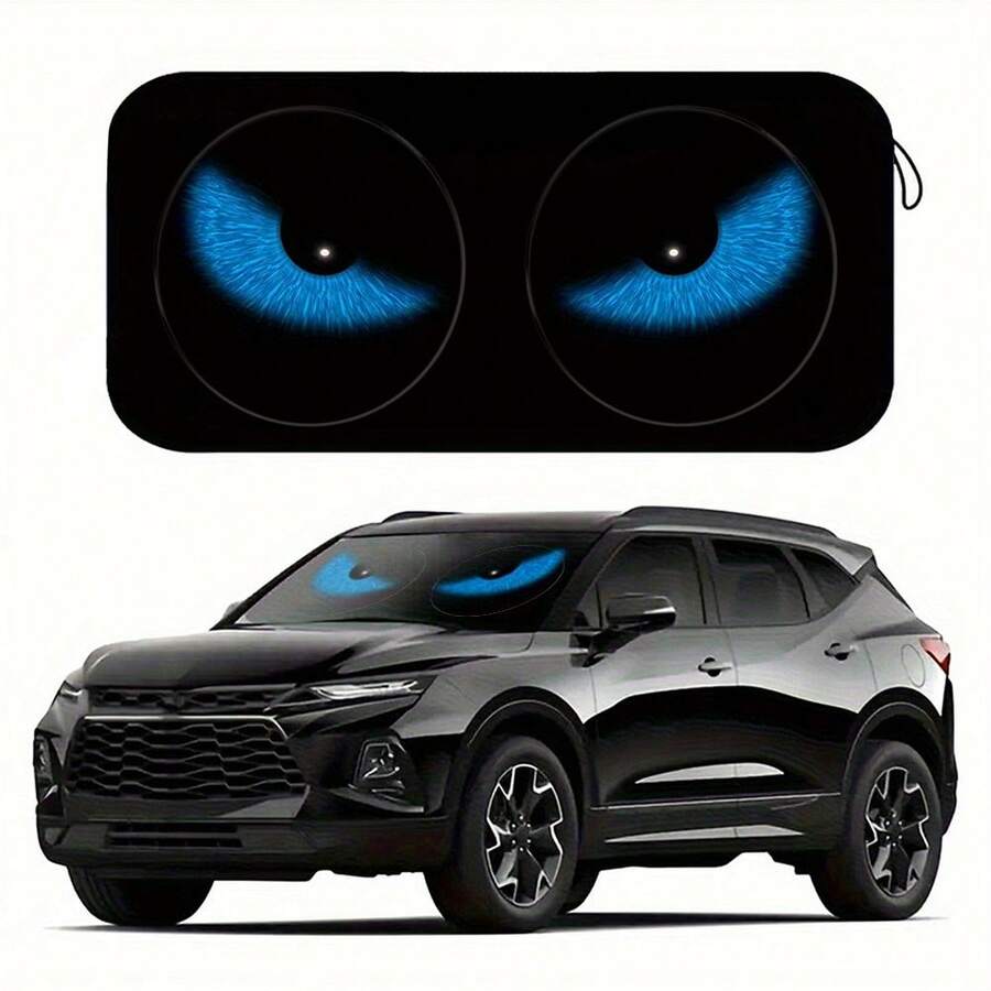 Easypie Selection 1pc High Quality Sunshade Windshield - Fashionable Blue Eye/Crack Eye Design Car/RV Sun Visor, UV Protection Anti-Frost - 150*70cm - View 1