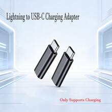 黑色 USB-C 转 Lightning 适配器 1/2 个装 Lightning 母口转 USB-C 公口充电适配器，小巧便携黑色充电转换器，仅支持充电，即插即用，兼容 17/16/15 Pro Max/15 Pro/15 Plus/15 S25/S24/S23/S22/S21 系列充电线，生日礼物，春季 - 黑色 - 查看 1
