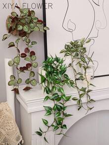 1/3 piezas Plantas colgantes artificiales, Serie de ratán, 3 estilos disponibles: A. Hoja de begonia, B. Palma colgante, C. Hoja de pothos. No incluye maceta, apto para todas las estaciones. Aplicable para: - Decoración de dormitorio - Decoración de oficina - Decoración de fiesta - Celebración de cumpleaños - Decoración del hogar - Hotel - Restaurante - Sala de estar - Dormitorio - Decoración de boda - Cocina - Accesorios de jardín - Verde-D - Ver 14