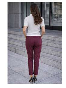 Women's High-Waisted Pants – Elegance, Comfort, And Versatility - 酒紅色 - 查看 4