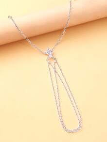 1 pièce Nouvelle chaîne de doigt florale liée, bracelet de bijoux pour la main avec fleur en zircone minimaliste, style Ins pour femmes - fleurs - Voir 3