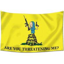 Are You Threatening Me Flag Banner 3x5FT Man Cave Banner, Man Cave Dorm Wall Living Room, College Dorm Tapestry Decor - Multicolor - View 1