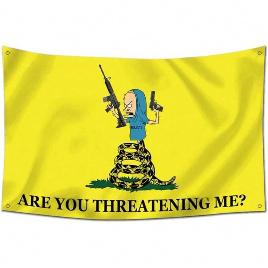 Are You Threatening Me Flag Banner 3x5FT Man Cave Banner, Man Cave Dorm Wall Living Room, College Dorm Tapestry Decor - Multicolor - View 1