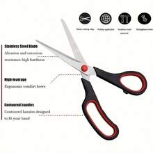 1/2/3pcs 8.4 Inch Multi-Purpose Scissors, 2.5mm Ultra Sharp Blade, Comfortable Grip, Heavy Duty Stainless Steel Scissors, Right/Left Handed Universal - Multicolor - View 3