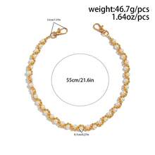 Gold Tone Pearl Beaded Chain Belt For Jeans - 21.6" Boho Waist Chain, Vintage Hip Hop Pants Chain, Fashion Accessory For Men & Women, Punk Hip Hop Wallet Chain, Stylish Bag Charm Accessory - 珍珠銅鏈褲鏈 - 查看 7