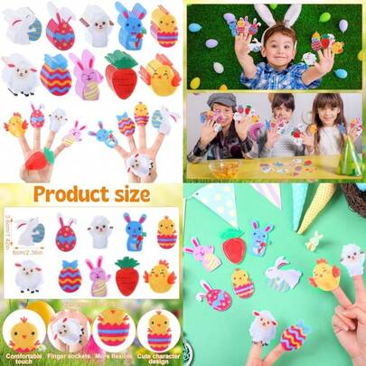 60 Pcs Easter Finger Puppets Set Felt Finger Puppet Toys For Bulk 2.36 Inches Figures Toy Assortment For Boys Girls Playtime School Holiday Party Favors Fidget Toys