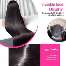 Bone Straight 13x4 13x6 HD Transparent Lace Frontal Wig Brazilian Wigs Human Hair 6x5 Gluess Wig Natural Straight Hair For Women - Natural Black - 查看 3