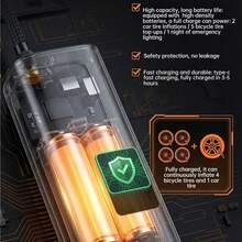 Tire Inflator Portable Air Compressor, 150 PSI Cordless Smart Air Pump With LED Light & Digital Pressure Gauge, Built-In 7.4V 1500MAH. Includes Multiple Inflation Accessories. Suitable For Cars/Motorcycles/Balls/Air Mattresses. - Black - View 8