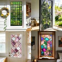 1/4pcs Vintage Geometric Floral Pattern Frosted Window Film, Static Cling, Reusable, Anti-Glare, Privacy Protection, Suitable For Home Living Room, Bathroom And Office Decor - Geometric Frosted Film - View 3