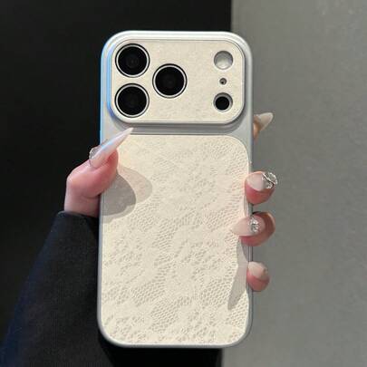 Ốp lưng điện thoại mạ điện mờ họa tiết hoa ren dễ thương cho iPhone 17 Pro Max 17Pro 17 16 15 14 Pro Max, ốp lưng mềm thời trang.