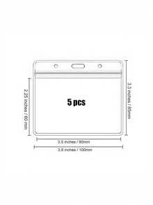 20 unidades de porta-crachás transparente em PVC, à prova d'água, formato retrato horizontal, portátil, para trabalho, estudante ou campus, material escolar e de escritório. - Claro - Ver 12