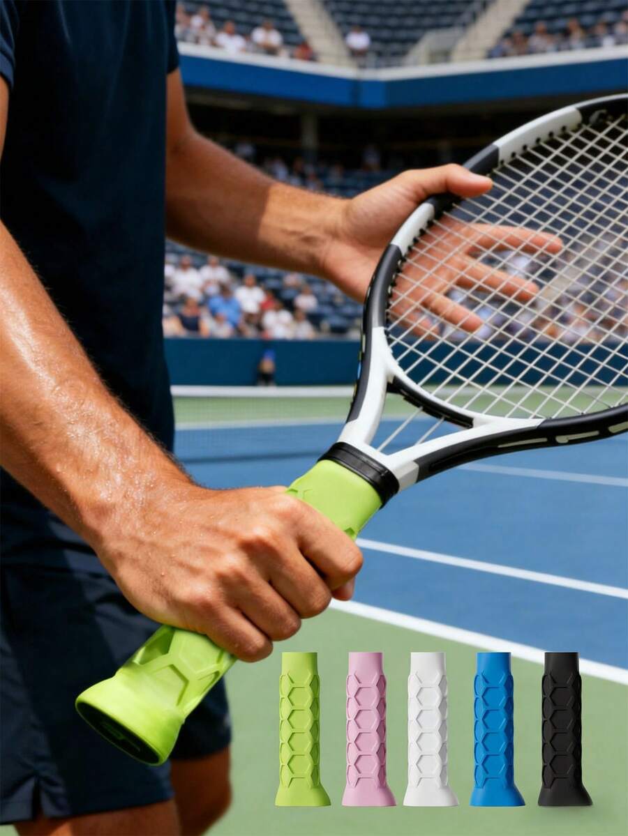 Cinta de agarre de silicona para raqueta, cinta de agarre de silicona elástica de alta calidad PEAK para raqueta, protector de mango de silicona con panal hexagonal, universal - Multicolor - Ver 1