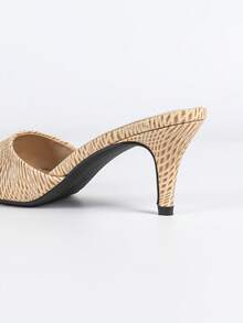 Giày sandal cao gót nữ, kiểu dáng hiện đại, thanh lịch, chất liệu da PU giả da rắn, mũi nhọn, thích hợp cho các bữa tiệc, mùa xuân/hè. - Màu be - Xem 10