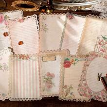 10片/包 复古镂空蕾丝花边，剪贴簿用品，做旧书页材料，花卉，月相，蝴蝶，浅复古，日记，手账装饰，DIY背景，文具用品 - 長方形 - 查看 3