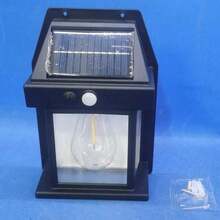 1/2个太阳能户外灯，钨丝灯泡，3种模式，带运动传感器，IP65防水，太阳能壁灯，亮度高，适用于后院花园围栏门廊入口 - 白光 - 查看 14