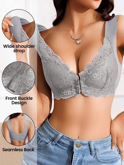 1 pieza Lencería sexy con espalda descubierta y apertura frontal - Cómoda y minimalista - Casual y linda - Inocente y adorable - Dulce y romántica - Francesa y romántica - Casual con encanto maduro - Elegante y casual - Casual con encanto maduro regular - Lencería con soporte acolchado extraíble/inalámbrica y sexy, de tejido de punto