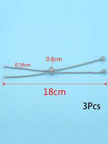 3pcs/set Stainless Steel Adjustable Slider Chains With 2 Loops For Jewelry Making and DIY Bracelet Accessories - Silver - View 6