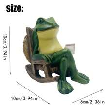 Cute Cartoon Frog Rocking Chair Decor Figurine, Creative Landscape Garden Animal Desktop Decoration, Suitable For Holiday Gifts, Garden Landscaping - Frog - View 3