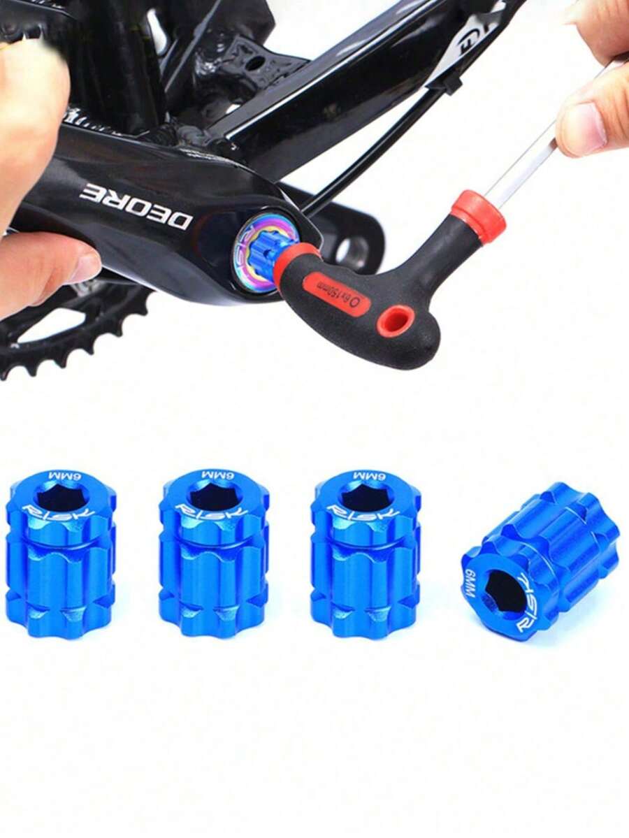 Dụng cụ tháo nắp chụp trục khuỷu hình hoa rỗng liền khối màu xanh dương dành cho xe đạp leo núi và xe đạp đường trường, làm bằng hợp kim nhôm. - thông thường - Xem 1