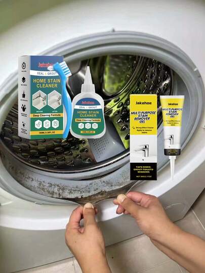 jakehoe Deep Stain Cleaning Gel - Black Spot & Grime Remover | Clinging Formula For Bathroom Tiles, Grout & Silicone Seals | Multi-Purpose Crevice Cleaner For Washing Machines & Kitchen Sinks