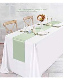 2pcs/5pcs/10pcs Sage Green Satin Table Runner, Long Silk Table Runner, Suitable For Wedding, Baby Shower, Bridal Shower, Hotel, Home, Party, Outdoor Event, Graduation, Birthday Party, Wedding Reception And More Occasions - Sage Green - View 6