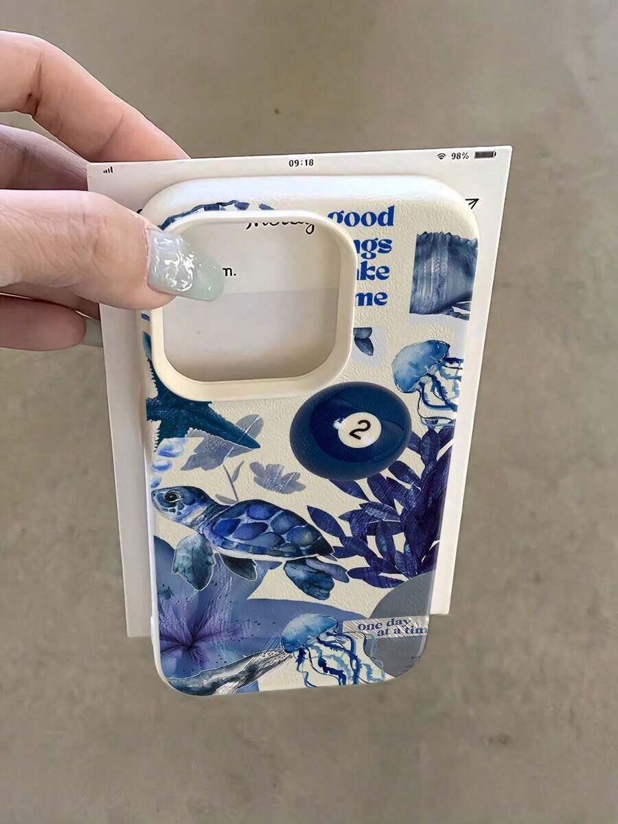 1pc TPU Protective Phone Case With Feather, Seashell, Whale Print, Compatible With Apple 16, 15, 14, 13, 12, 11 Pro Max, Series Waterproof Shockproof Anti-Fall Scratch Resistant   17 Pro Max Case - 彩色 - 查看 1