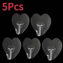 50 piezas Ganchos de pared con forma de corazón, Ganchos transparentes con forma de corazón, sin necesidad de perforación. Adecuado para baño, cocina, puertas de vidrio y gabinetes - Ganchos impermeables para llaves, toallas, abrigos; Ganchos superiores prácticos; Ganchos de estantería de almacenamiento multifuncional, Ganchos prácticos - Multicolor - Ver 14