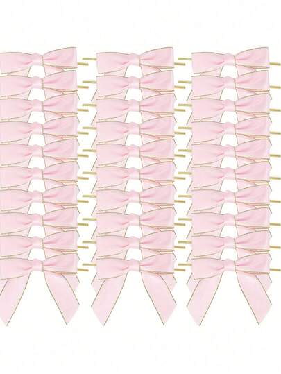 5/10个粉色扭结蝴蝶结，金色镶边缎带蝴蝶结，适用于糖果袋、礼品包装、手工蝴蝶结装饰、派对、婚礼、宴会装饰