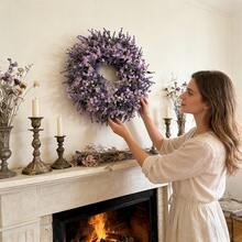 1pc Artificial Purple Lavender Wreath | High-Quality Oxidation-Resistant Fake Flowers Suitable For Spring Parties, Weddings, Bridal Bouquets, Tabletop Centerpieces, Gardens And Yards - Multicolor - View 6