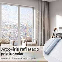 Privacy Film For Windows, Wall Stickers, PVC Material, Rainbow Decorative Film, 3D Static Adhesive With Stained Glass Effect, Adhesive Film For Home Heat Control, No Adhesive, 60 X 200 Cm - 彩色 - 查看 1