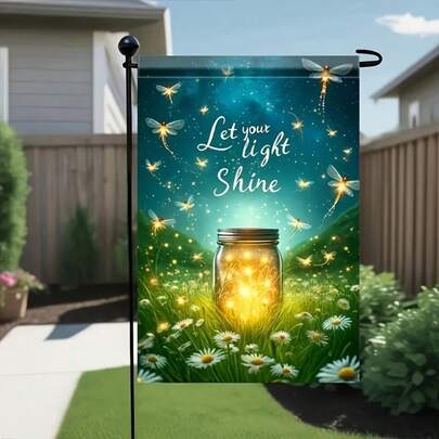 [Double-Sided | Durable] Double-Sided Durable Polyester Firefly & Daisy Welcome Garden Flag | 45.72x30.48 Cm, Multipurpose Lawn Flag For Home, Outdoor And Yard Decor, No Pole Included