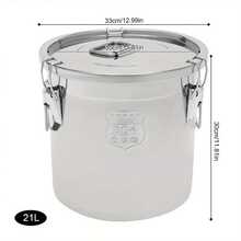 kangten 21L Airtight Rice Bucket Stainless Steel Canister Food Storage Container W/ Lid - Silver - View 2