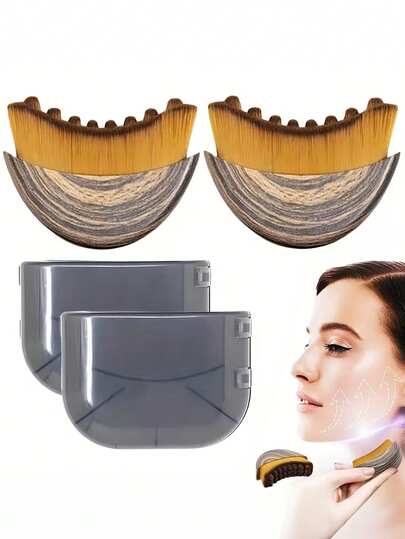 4/2pcs Multi-Functional Lymphatic Drainage Facial Massage Brush, Suitable For Face And Body. Soft And Comfortable. Ergonomic Design Contours Precisely To Face, Chin And Jawline To Sculpt Facial Contours.