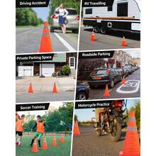 4 Peças Cones de Segurança de Tráfego Retráteis e Dobráveis de 45cm com Bolsa de Armazenamento, Cones de Estrada Retráteis Reflexivos Laranja, Sem Necessidade de Montagem, Para Estacionamento Rodoviário, Prática de Direção, Barreiras de Construção ao Ar Livre, Material Durável de Poliéster - 4 peças - Visão 3
