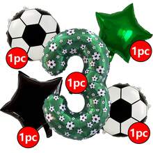 5pcs Soccer Theme Birthday Balloon Set - 40 Inch Green Number, Soccer Ball & Black Star Foil Balloons, Suitable For Birthday Party, Youth Soccer Celebration, Graduation Ceremony & Sports Party, Soccer Accessories, Sports Events, Home Decor - Indoor & Outdoor Decoration, Soccer Party, Decorations, Event Decorations, Sports Enthusiasts - Football Version - View 14