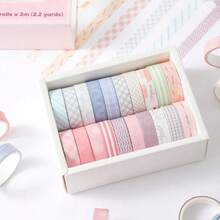 20 rotoli di nastro washi colorato arcobaleno, larghezza 10 mm (0,4 pollici), nastri decorativi colorati, forniture scolastiche, fai da te, decorazione di diari, quaderni, cancelleria - Multicolore - Visualizzare 2