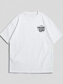 Plus Size Men's Letter Print Round Neck Short Sleeve Casual T-Shirt, Easy To Match, Best Gift For Friends - White - View 6