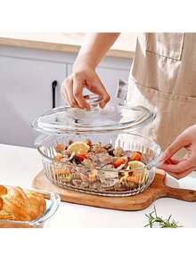 1.9QT Borosilicate Glass Saucepan With Lid - Suitable For Use In Ovens And Microwave Ovens, Transparent Heat-Resistant Baking Dish, Sturdy Handle Design, Suitable For Pasta, Stews, Etc. For Multiple Diners -  Compatible With All Stoves - View 2