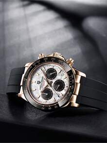 PAGANI DESIGN PAGANIDESIGN PD1664 Classic Chronograph Quartz Men Watch Stainless Steel Panda Dial Waterproof Ceramic Bezel Watch For Men - Meteorite Gold - View 4