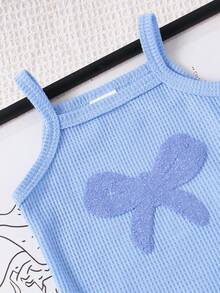 Bộ 2 món áo liền quần và quần short thêu họa tiết dễ thương cho bé gái, chất liệu nhẹ, thích hợp cho mùa hè. - Màu xanh nhạt - Xem 4