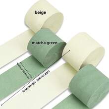2卷抹茶绿皱纹纸丝带 + 1卷浅粉色皱纹纸丝带，适用于情人节、生日、性别揭晓派对、迎婴派对、毕业典礼、婚礼、单身派对装饰。 - 抹茶綠組合 - 查看 5