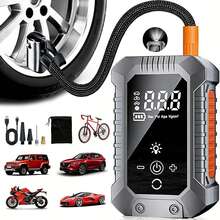 Mini Tire Inflator With Digital Pressure Gauge, Portable Air Compressor, Smart Car Tire Inflator, 150 PSI, With Emergency Light, Suitable For Car/Motorcycle/Bicycle/Balls. 7.4V 1800mAh Lithium-Ion Battery - Multicolor - View 3