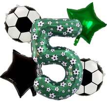 5pcs Soccer Theme Birthday Balloon Set - 40 Inch Green Number, Soccer Ball & Black Star Foil Balloons, Suitable For Birthday Party, Youth Soccer Celebration, Graduation Ceremony & Sports Party, Soccer Accessories, Sports Events, Home Decor - Indoor & Outdoor Decoration, Soccer Party, Decorations, Event Decorations, Sports Enthusiasts - Football Version - View 9