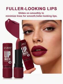 USHAS 丝绒哑光唇膏，高显色度，柔焦哑光妆效，不拔干，防水持久，适合日常和约会的百搭唇妆 - #09 - 查看 3