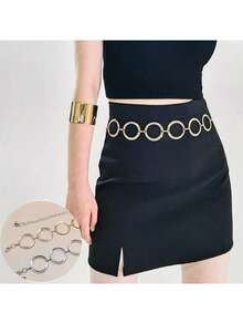 Minimalist Hollow Circle Metal Waist Chain For Women, Beach & Palace Style - A - View 2