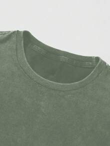 Camiseta vintage casual con estampado de copos de nieve desgastados para hombres, primavera/verano - Blanco - Ver 3