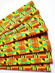 African Wax Print Women's Extra Long Skirt Orange Geometric Print Vacation Spring - Multicolor - View 6