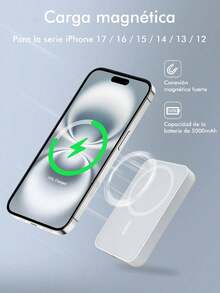 FUTUREM 5000mAh Magnetic Battery Compatible With IPhone, Portable Wireless Charger Mini Power Bank 5000mAh Magnetic Battery - White - View 3