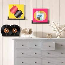 6pcs Black Acrylic Floating Wall Mounted Shelves, Size 30cm (12 Inches), Suitable For Decorating Books, Photos, Cosmetics, Applicable For Bedroom, Living Room, Bathroom, Used For Storage And Organization - Black - View 4